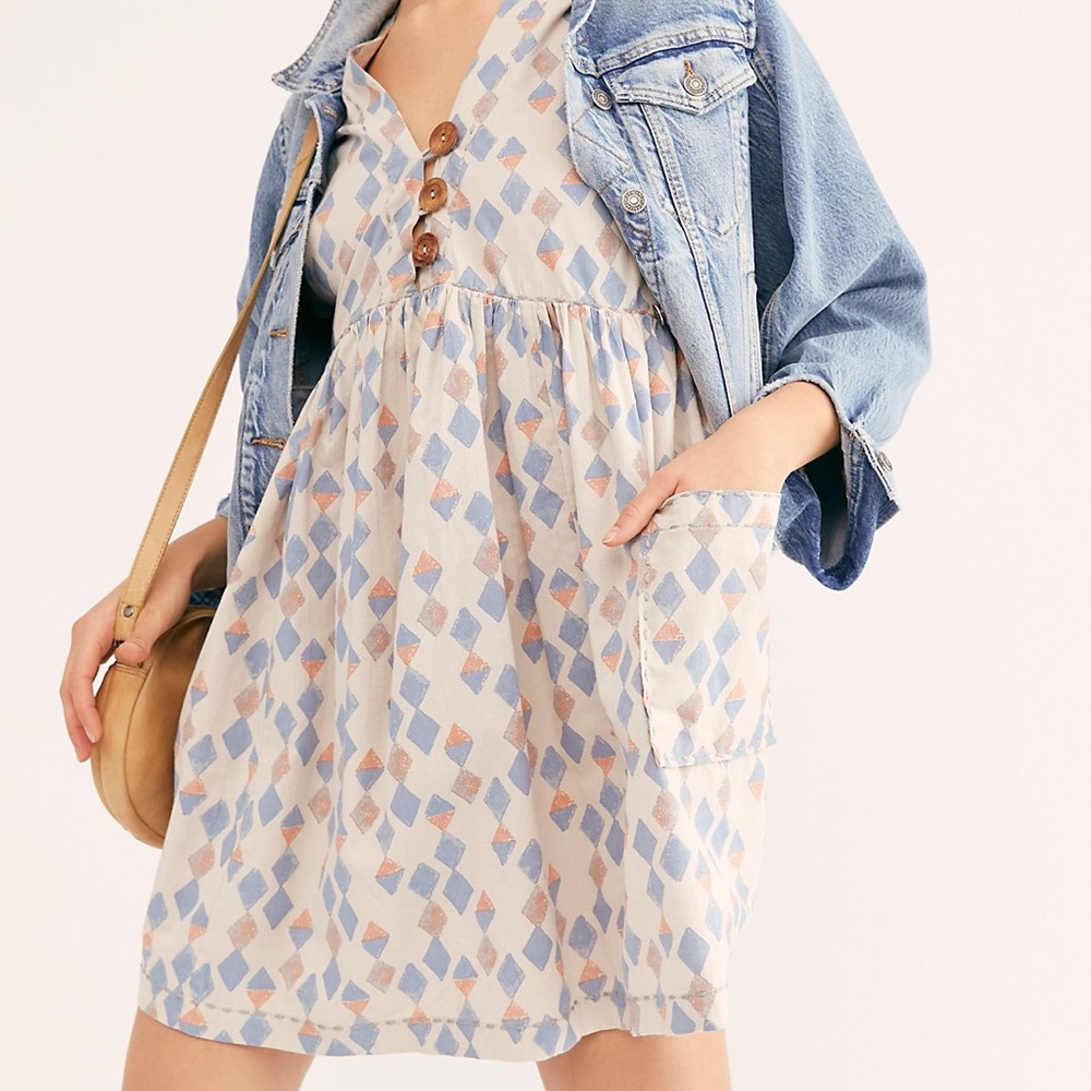 Free People Block Print Babydoll Dress